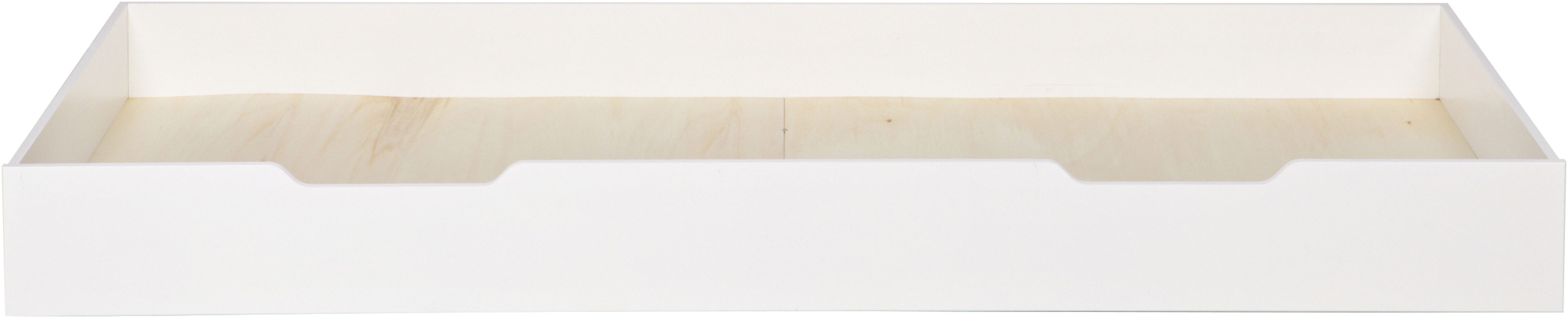 WOOOD Bettschubkasten Nikki mit gebürstetem Massivkiefer und Rollen B 94 x T 198 x H 20 cm, Als Stauraum- oder Gästebettschublade nutzbar, MDF-Boden, Pfleiglicht