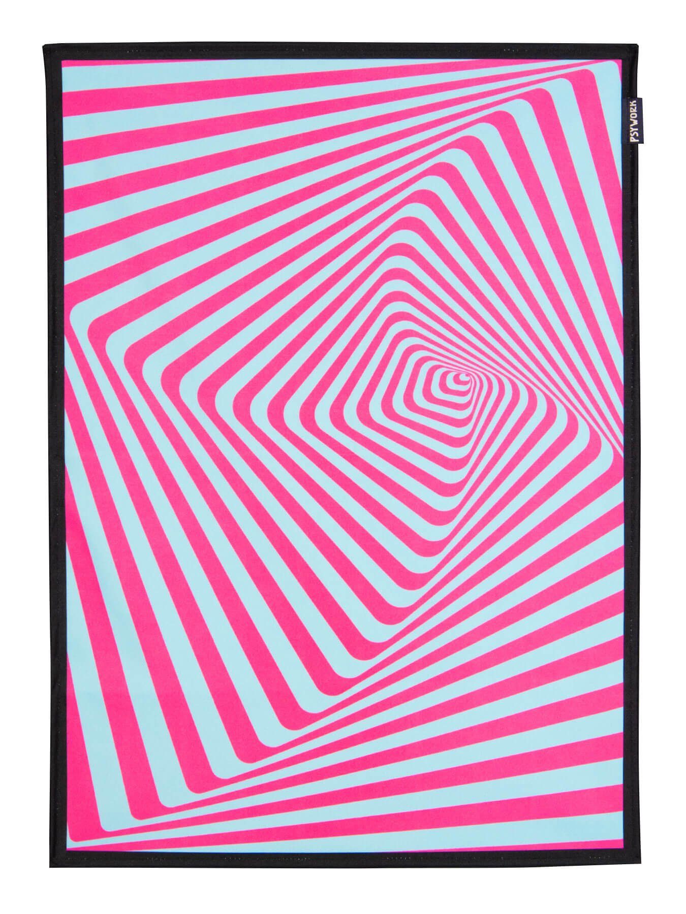 PSYWORK Poster Schwarzlicht Stoffposter Neon "Tune in Pink", 0,5x0,7m, UV-aktiv, leuchtet unter Schwarzlicht