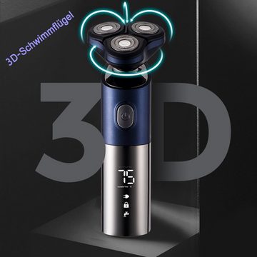 Dedom Rasiermesser Elektrischer Rasierer, Herren-Bart-Rasierer, nass und trocken,LED, 3D Smart Float