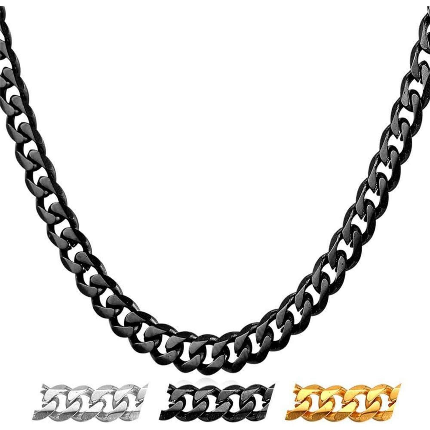 LuxusKollektion Panzerkette Panzerkette Damen Herren Edelstahl Schwarz 6mm 46cm