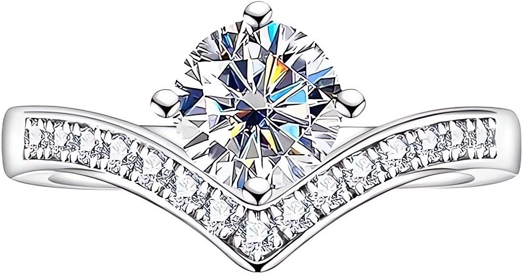 Jumpeak Diamantring Verlobungsringe Frau,Ring Damen,Rundbrillant,Klammerbesatz,Geschenk, 1,2ct,E,VVS2,3EX,Ring mit unregelmäßiger Diamantgruppe,Schmuck Gold