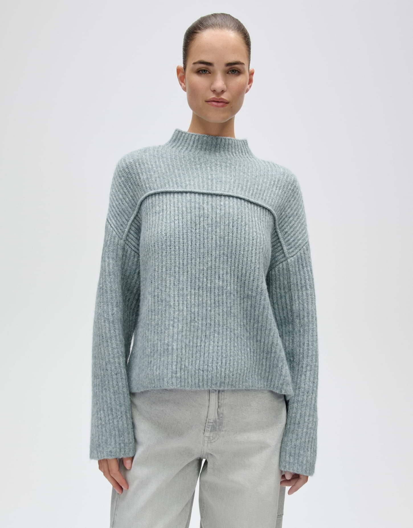OPUS Strickpullover Poffa aus Rippstrick mit weicher Struktur Weite Silhouette mit weicher Rippstruktur und Biesendetail