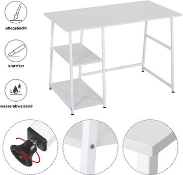 Woltu Schreibtisch (1-St), PC Laptop Tisch, mit 2 Ablagen, aus MDF und Stahl