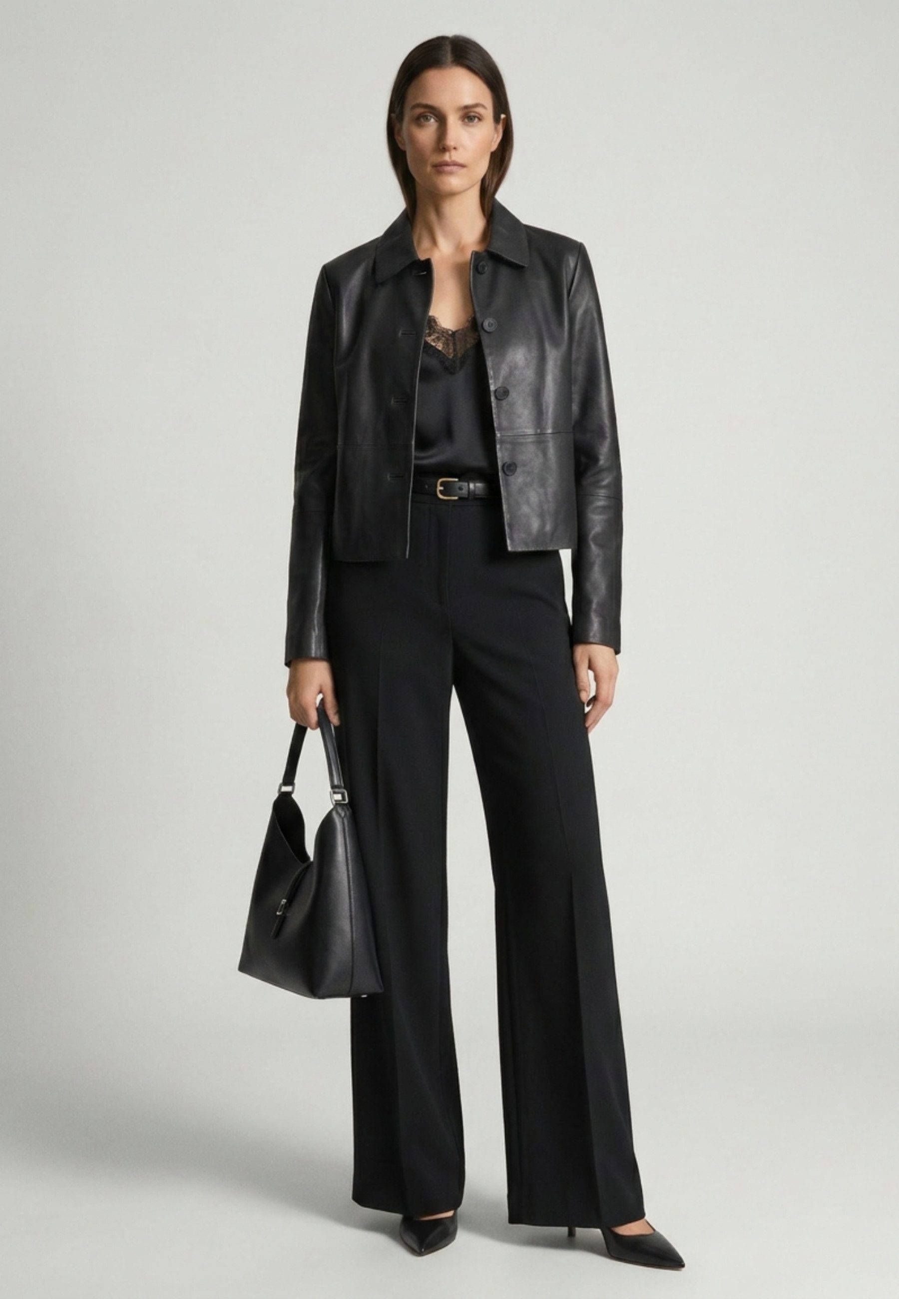 RICANO Lederjacke Cecila Lederjacke im Bolero-Stil mit Polokragen