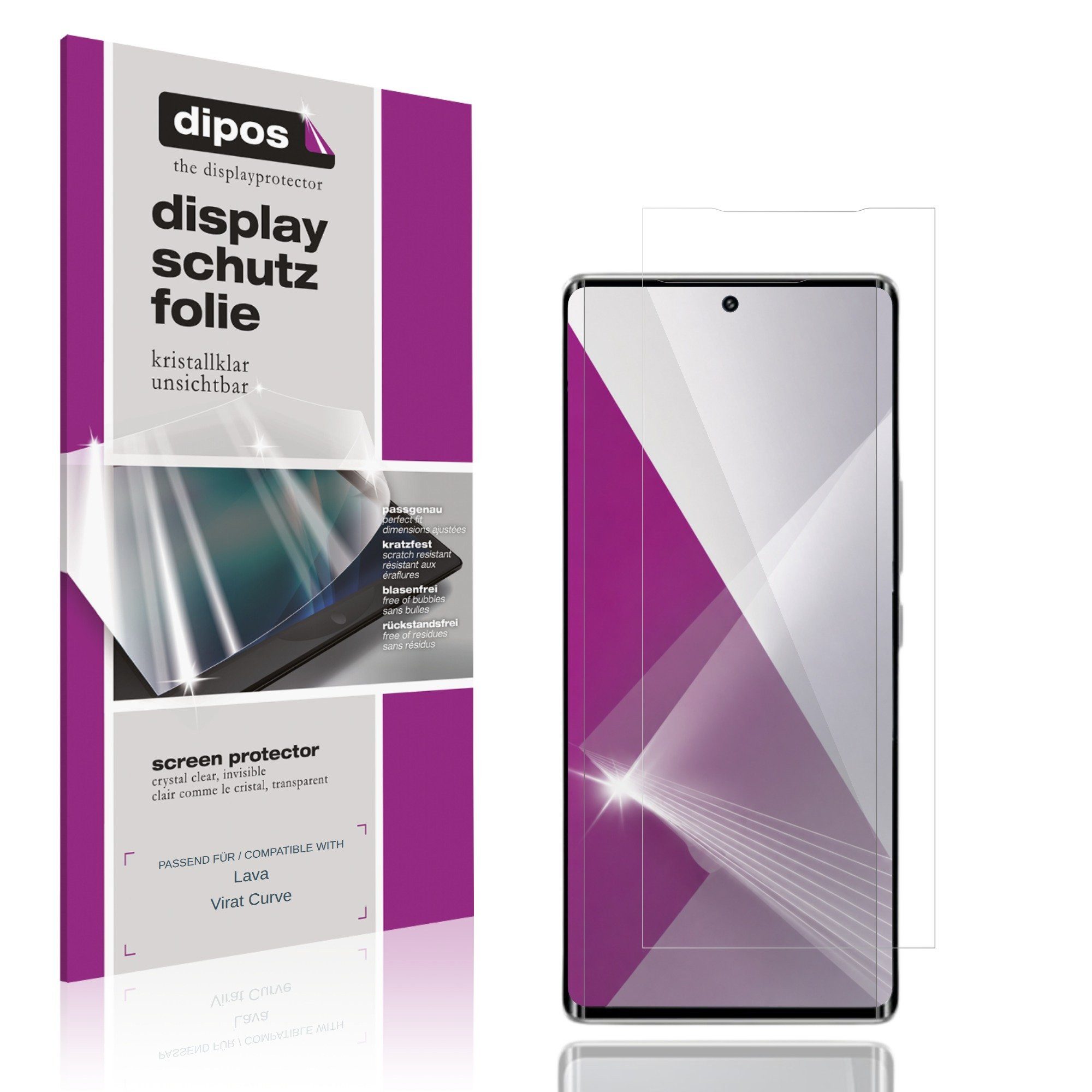 dipos Displayschutzfolie Schutzfolie für Lava Virat Curve, 4 Stück, Displayschutz Schutz Folie Made in Germany