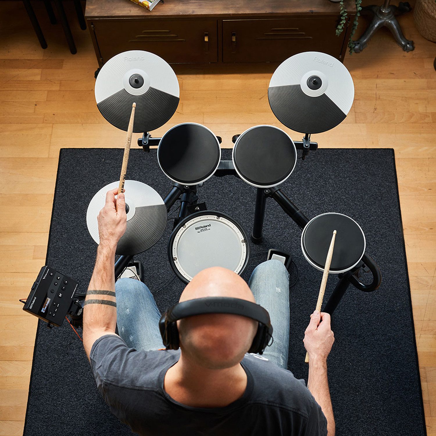 Roland Audio E-Drum Roland E-Drum TD-02KV Schlagzeug mit Monitor-Box und Kabel,E-Drum, Digital