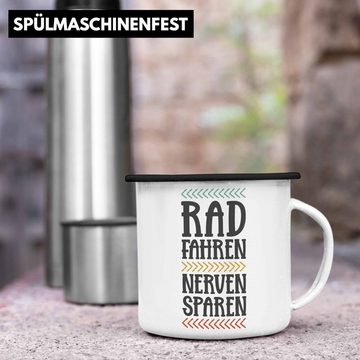 Trendation Thermotasse Trendation - Fahrrad Radfahrer Geschenk Rennrad Bike Geschenkidee Männer Emaille Tasse Fahrradfahrer KaffeeEmaille Tasse