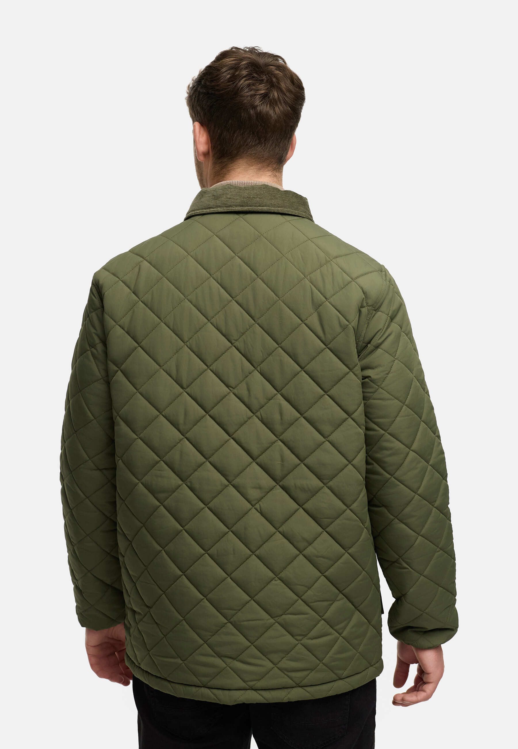 Indicode Steppjacke Herren INDrills Herrenjacke Daunen-Optik mit Cordkragen und Pattentaschen