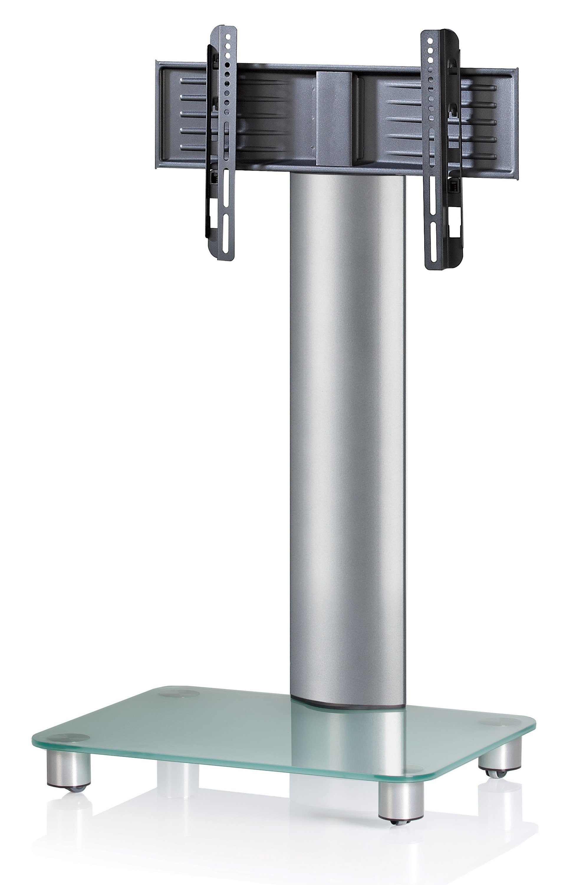 VCM TV-Ständer TV Standfuß Ständer Rack Alu Glas Rollen Bilano