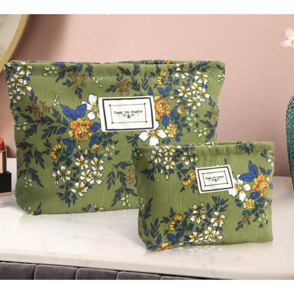 Coonoor Kosmetiktasche Kordsamt Waschtasche Klein Kulturbeutel Schminktasche