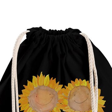 Mr. & Mrs. Panda Sporttasche Blume Sonnenblume - Schwarz - Geschenk, Stoffbeutel, Sonnenblumen, Sp (1-tlg), Umweltfreundlich
