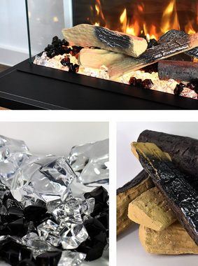 GLOW FIRE Elektrokamin PR6 E-Motion 3D, Elektrischer Kamin mit 3D Feuer mit Heizung, täuschend echte Flamme mit Heizung, 3 Dekorationen