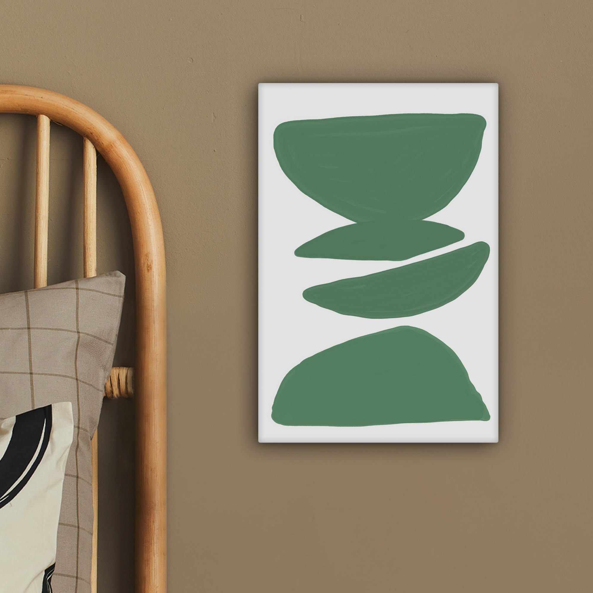 20x30 Formen OneMillionCanvasses® inkl. - - - fertig St), bespannt cm Grün Leinwandbild Zackenaufhänger, Abstrakt Leinwandbild Gemälde, (1 Modern,