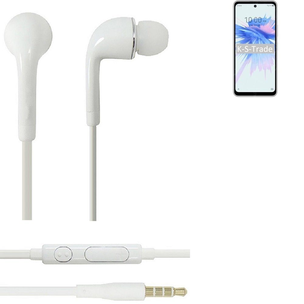 K-S-Trade für ZTE Libero 5G II In-Ear-Kopfhörer (Kopfhörer Headset mit Mikrofon u Lautstärkeregler weiß 3,5mm)