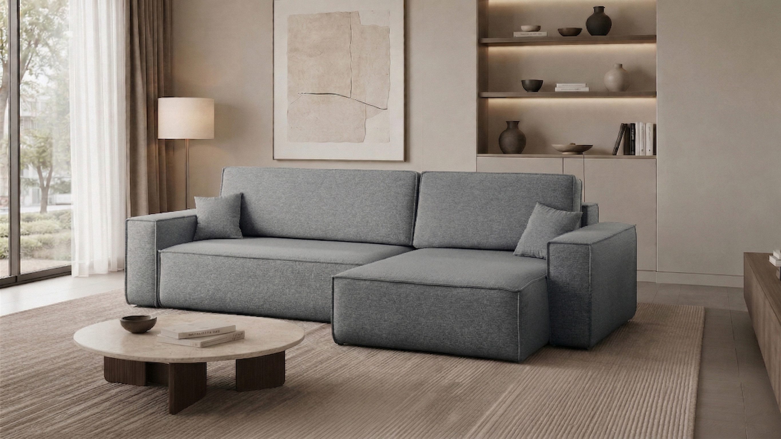Kaiser Möbel Ecksofa mit schlaffunktion und bettkasten, BEST XL stoff Poso, Quelle, Verita, Mit Bettfunktion und Bettzeugfach