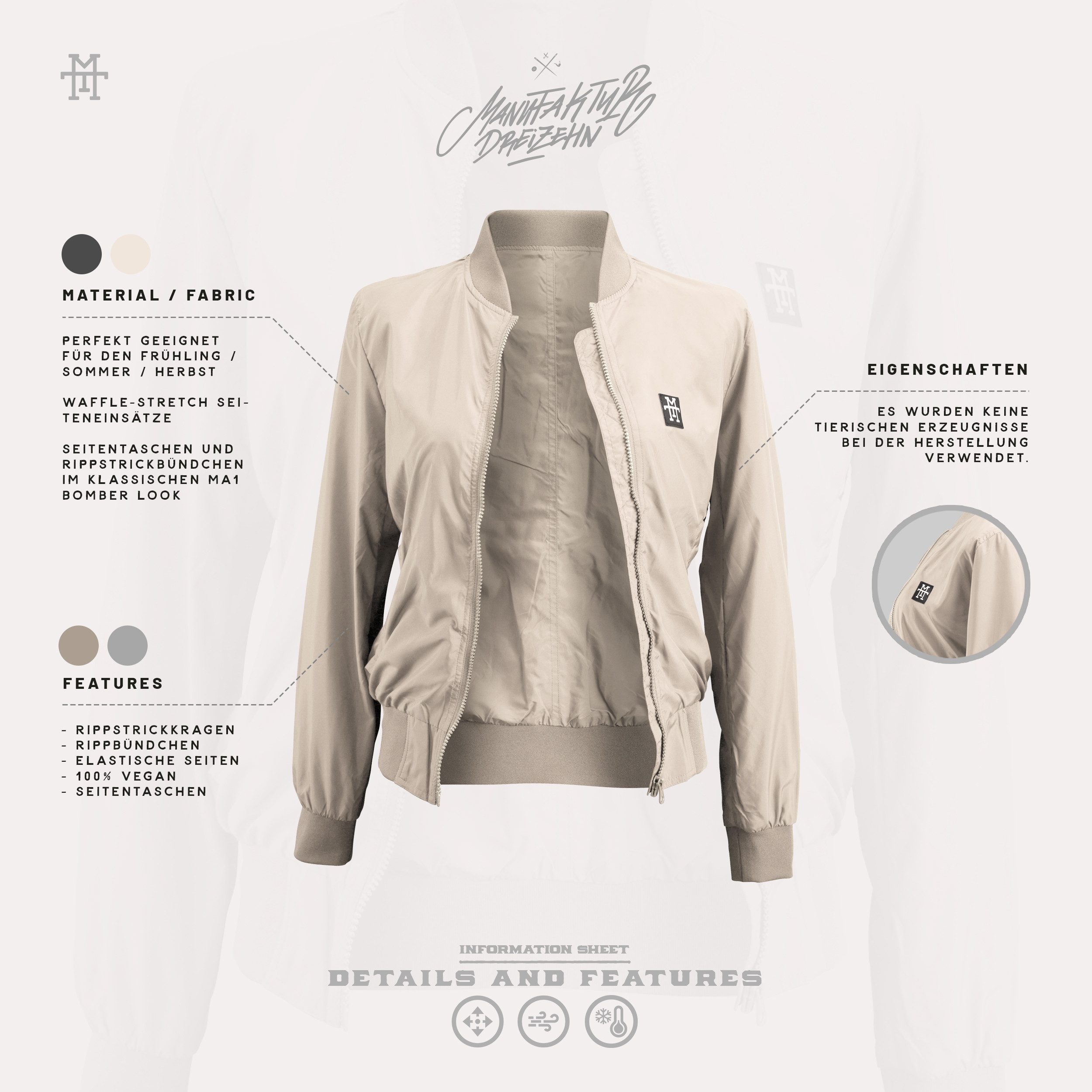 Manufaktur13 Blouson Women Bomberjacke - Übergangsjacke, Frauen / Damen Waffle Stretch – Bild 5 von 5