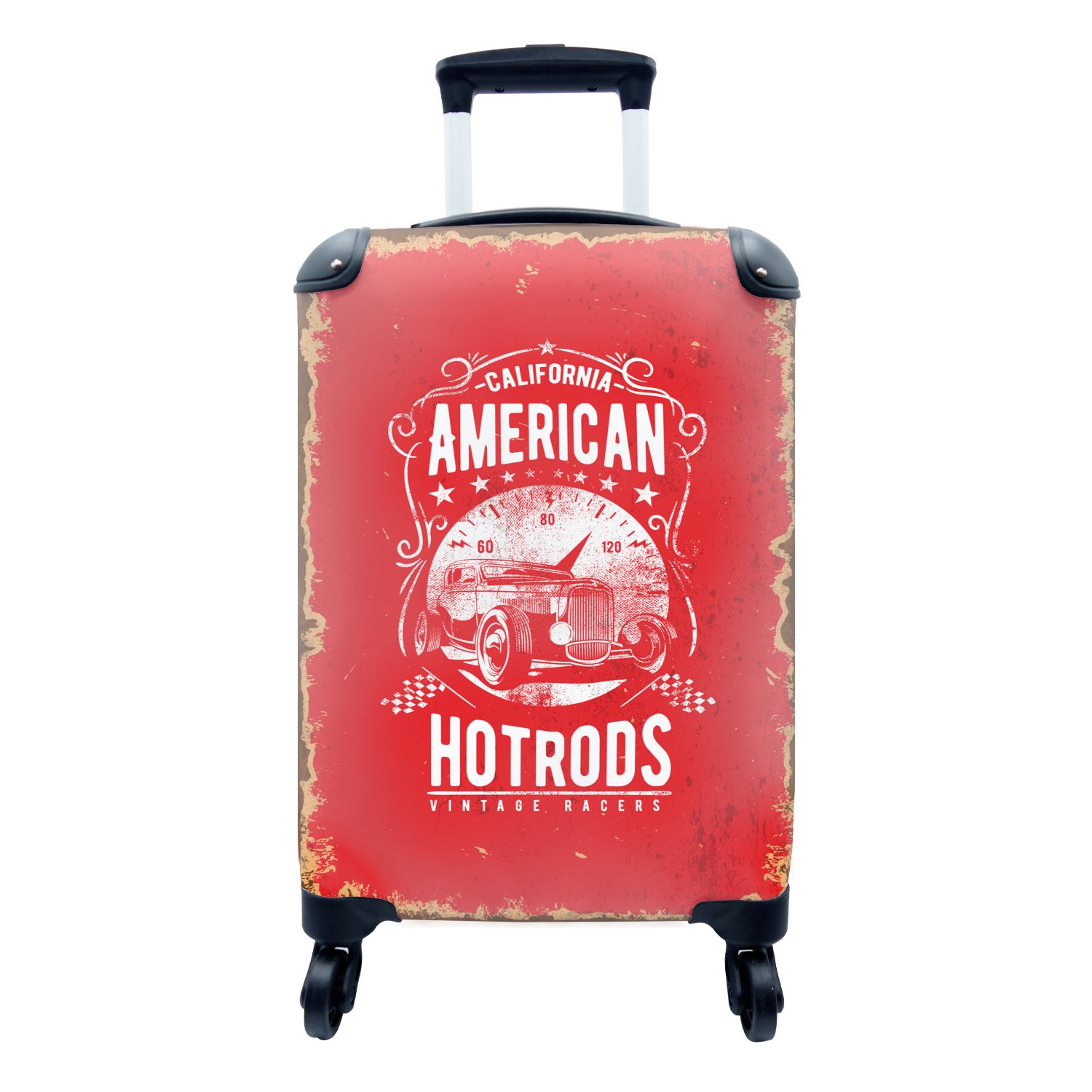 MuchoWow Handgepäckkoffer Oldtimer - Auto - Amerika, 4 Rollen, Reisetasche mit rollen, Handgepäck für Ferien, Trolley, Reisekoffer