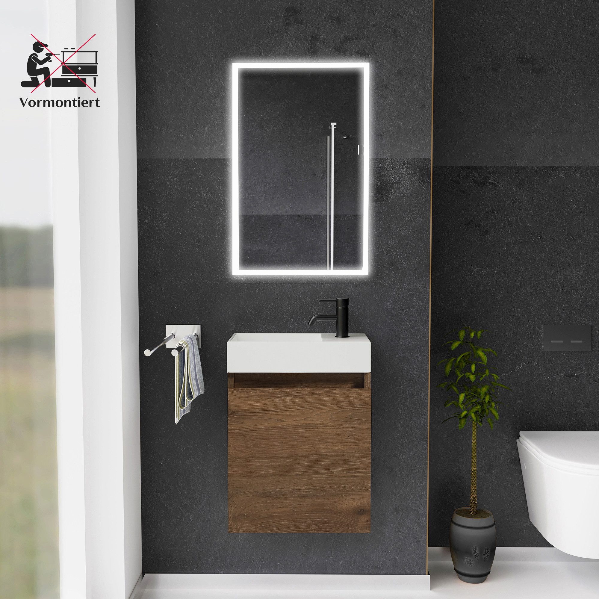 Alpenberger Badmöbel-Set Gäste WC Waschbecken mit günstig online kaufen