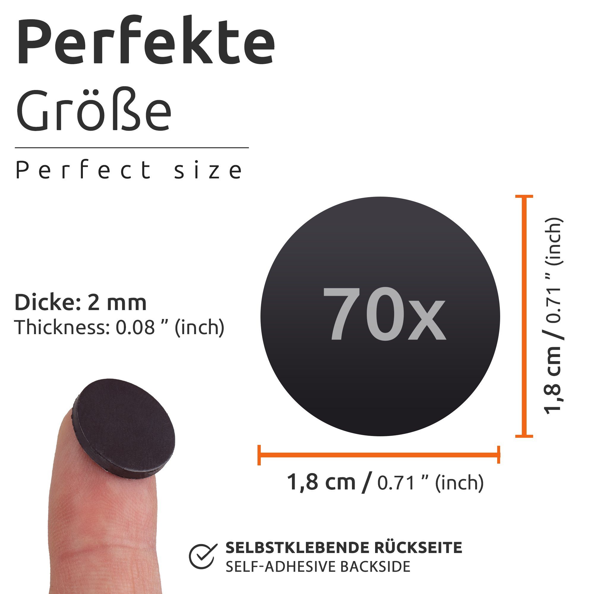 ECENCE Magnet 70x Magnet-Plättchen Ø18x2mm selbstklebend (70-St) – Bild 4 von 5