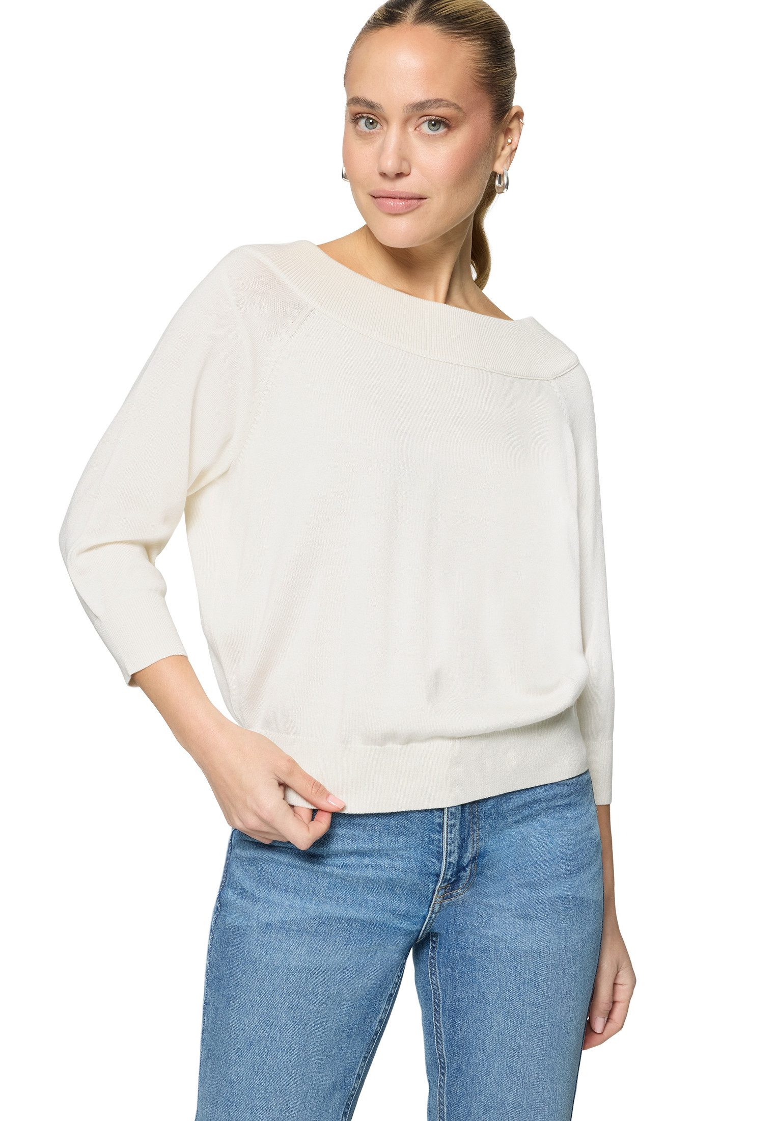 Zero Strickpullover Damen mit Carmenausschnitt (1-tlg) Plain/ ohne Details