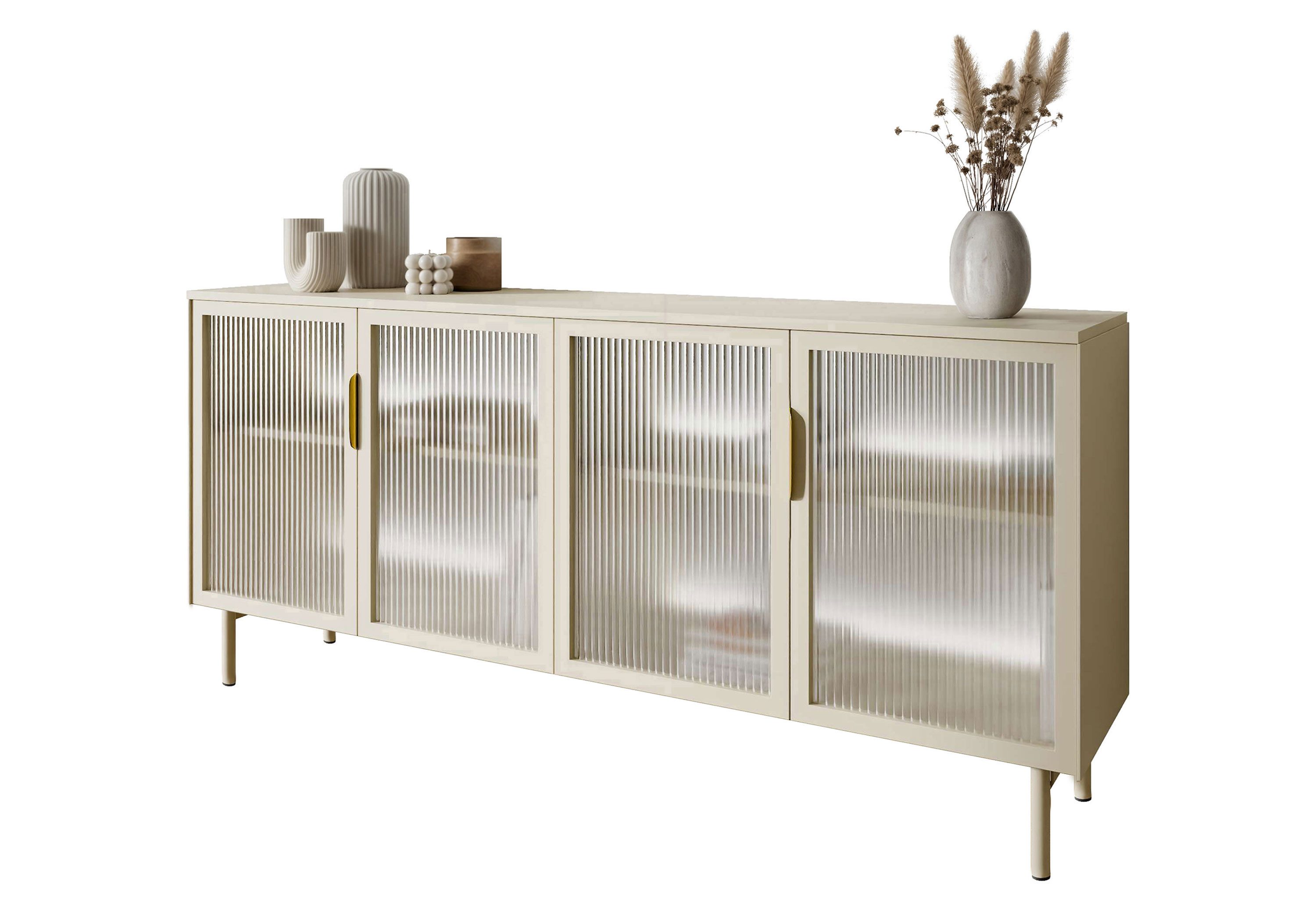 Lookway Kommode LINEA mit Glastüren und LED-Beleuchtung