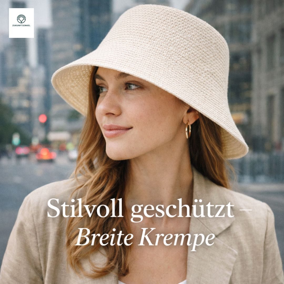 ZUKUNFTSENKEL Fischerhut aus Papierstroh – Leichter Sommerhut mit breiter Krempe (Sonnenschutz, Damen, Herren) Anglerhut Bucket Hat
