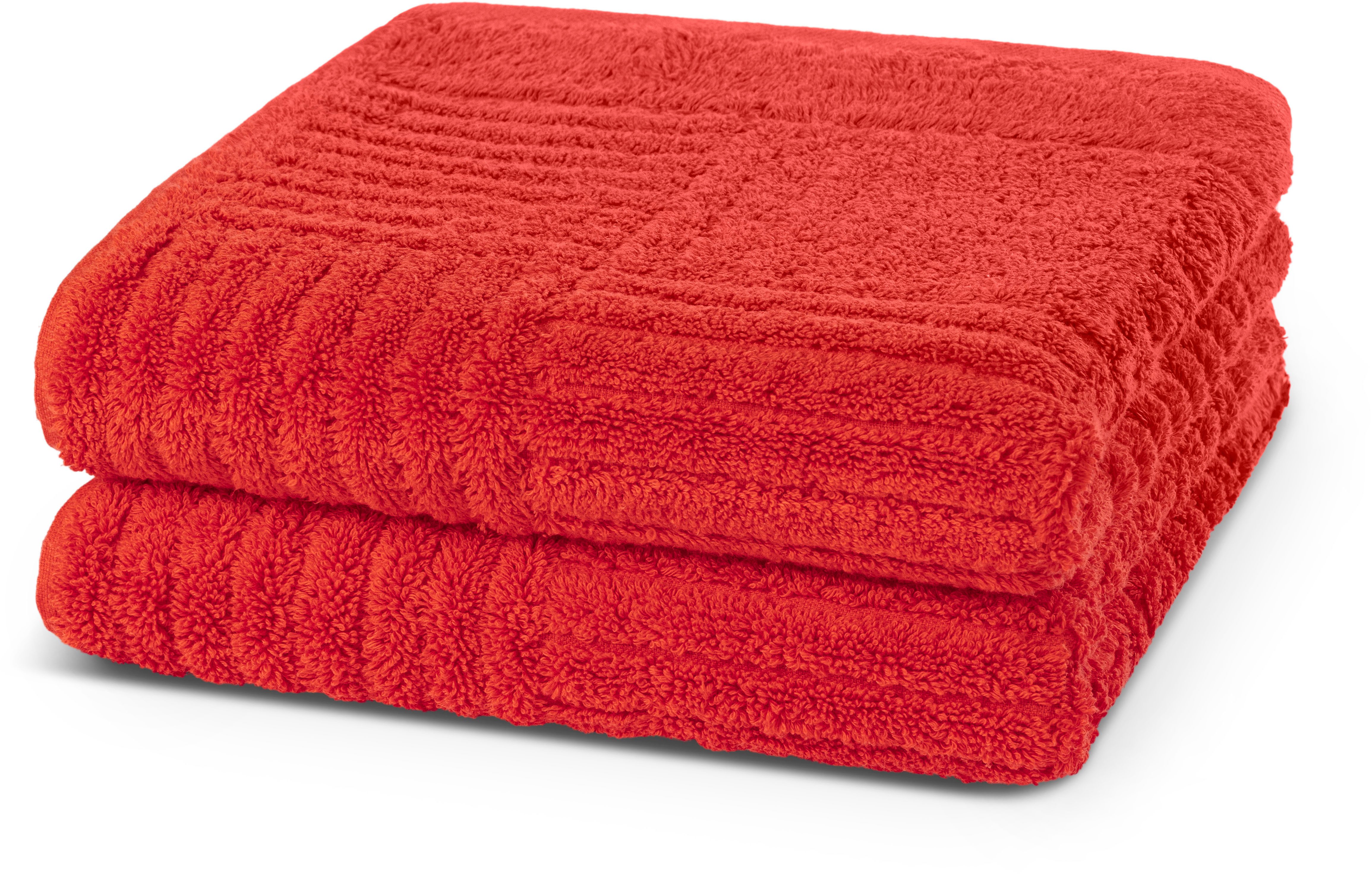 ROSS Handtücher CARRE, Frottier (Packung, 2-St), 100% Baumwolle, Rippenstruktur, große Farbauswahl