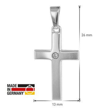 trendor Kreuzanhänger Kreuz mit Zirkonia 19 mm Weißgold 585 / 14K