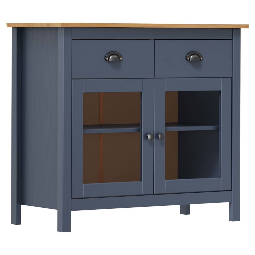 vidaXL Sideboard Sideboard Hill Grau 90x40x80 cm Massivholz Kiefer (1 St)