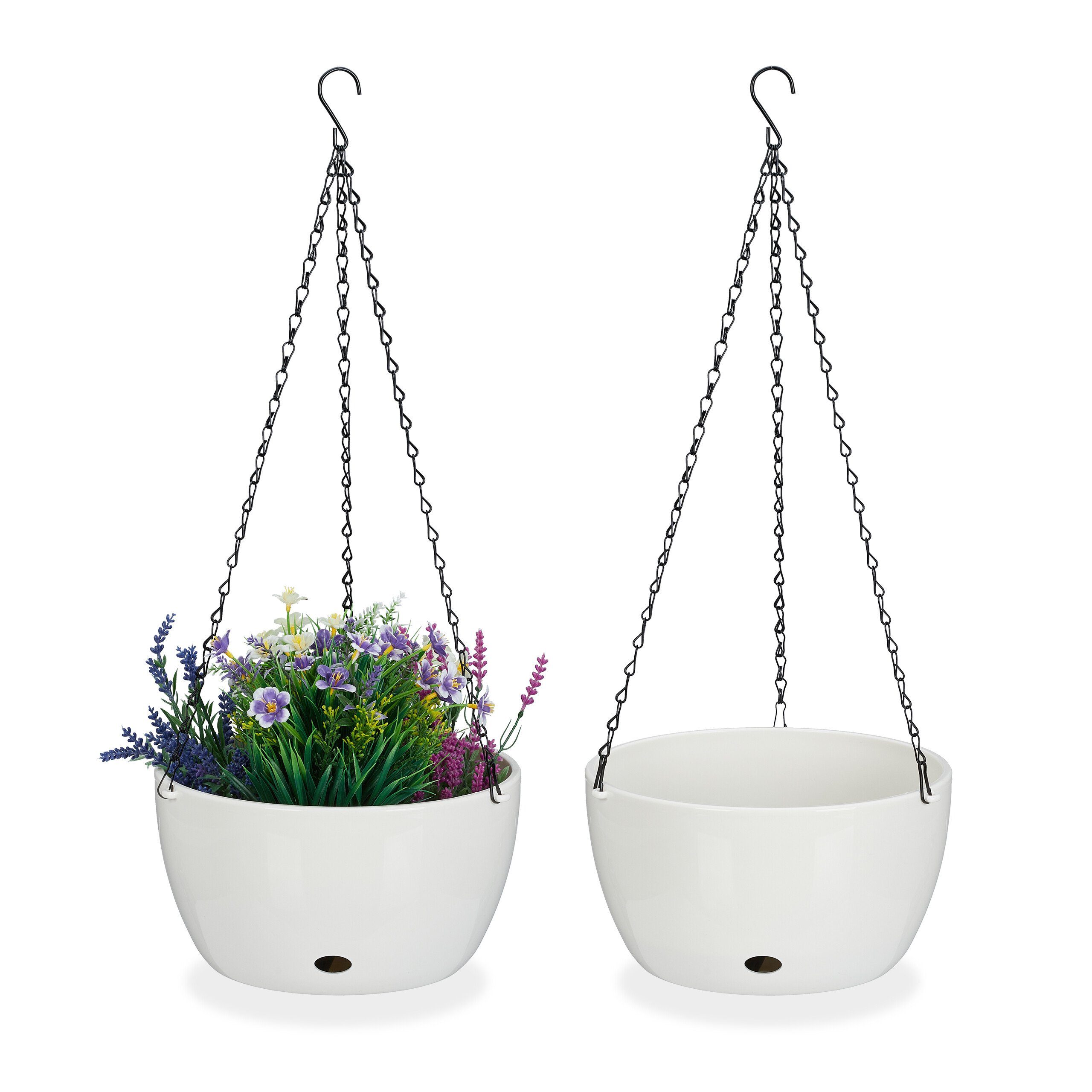 relaxdays Blumenampel 2 Blumenampeln mit Wasserspeicher - XL