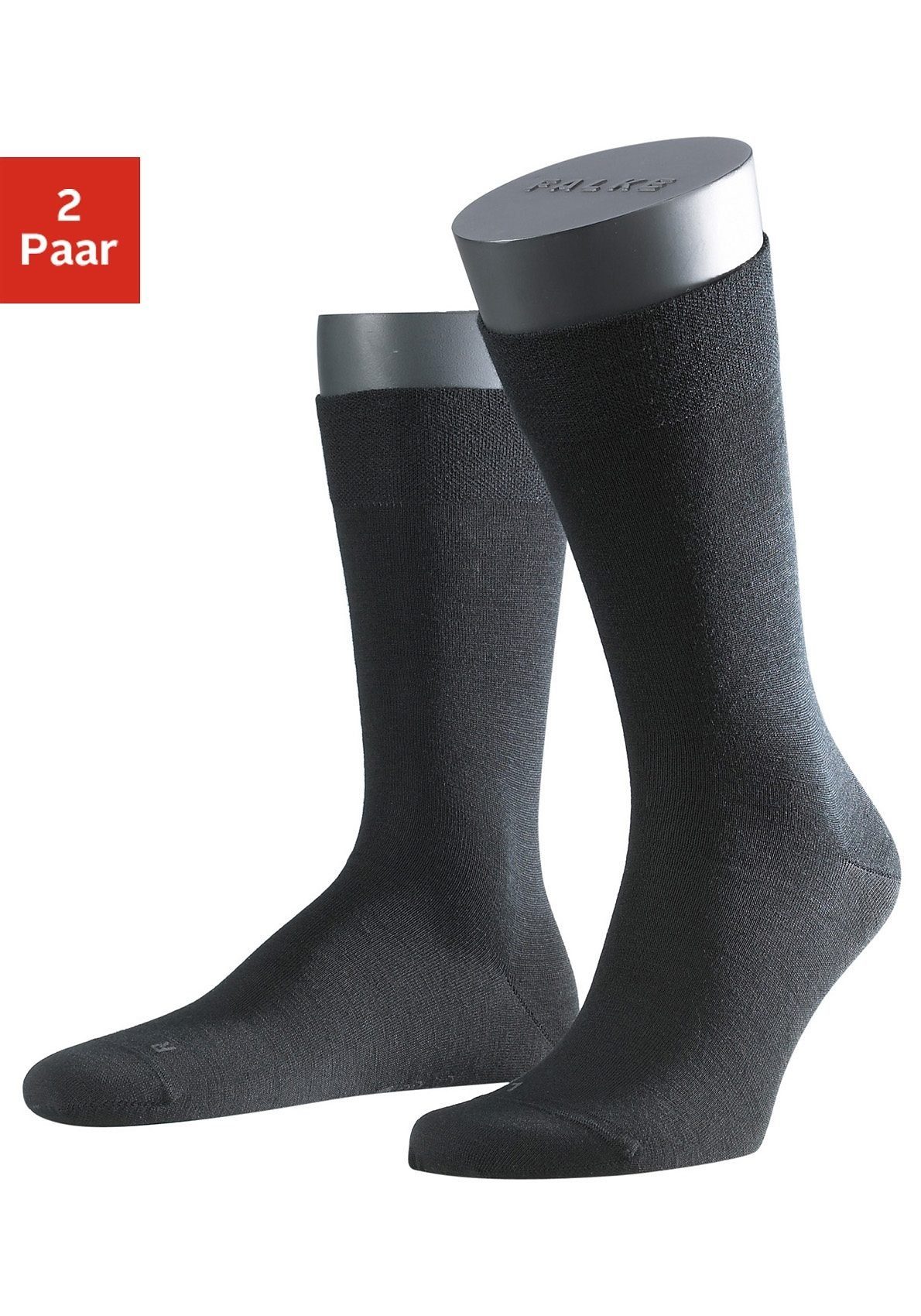 FALKE Socken Sensitive Berlin (Packung, 2-Paar) mit sensitve Bündchen ohne Gummi schwarz