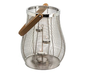 EDZARD Teelichthalter Denver, Einsatz für Windlichter, Kerzenhalter mit Silber-Optik, Kerzenleuchter für 3 Teelichter, Edelstahl, vernickelt, Höhe 21 cm