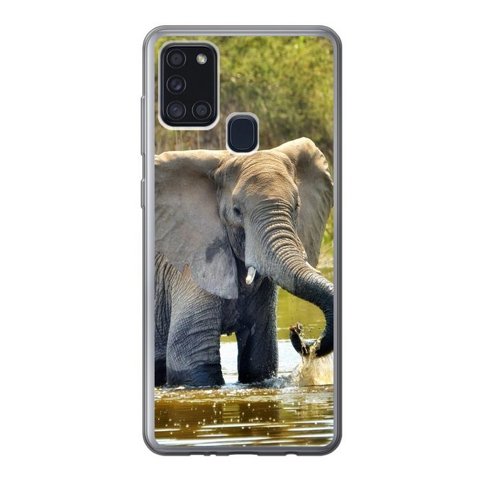 MuchoWow Handyhülle Badender Elefant Handyhülle Samsung Galaxy A21s Smartphone-Bumper Print Handy