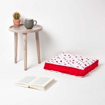 Homescapes Bodenkissen Sitzkissen rot Herzen 40 x 40 x 10 cm & Polyester
