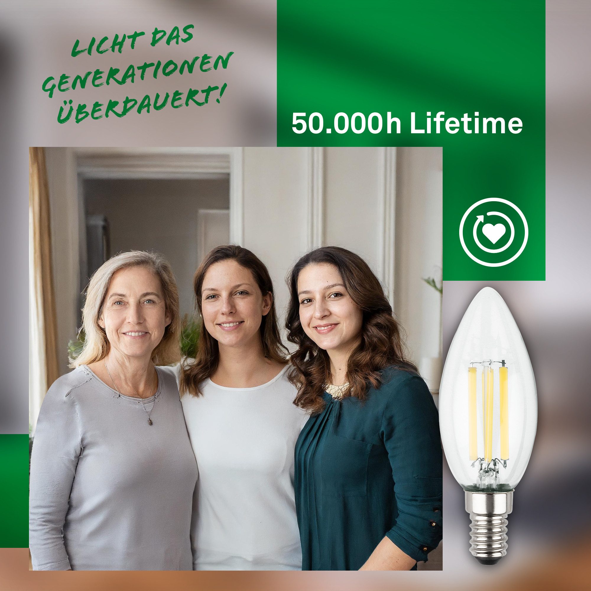 Briloner Leuchten LED-Leuchtmittel Ultraeffizientes Leuchtmittel EEK A, 2er Set, E14, E14, Warmweiß, 4W, 840 Lumen, 30000K – Bild 4 von 5