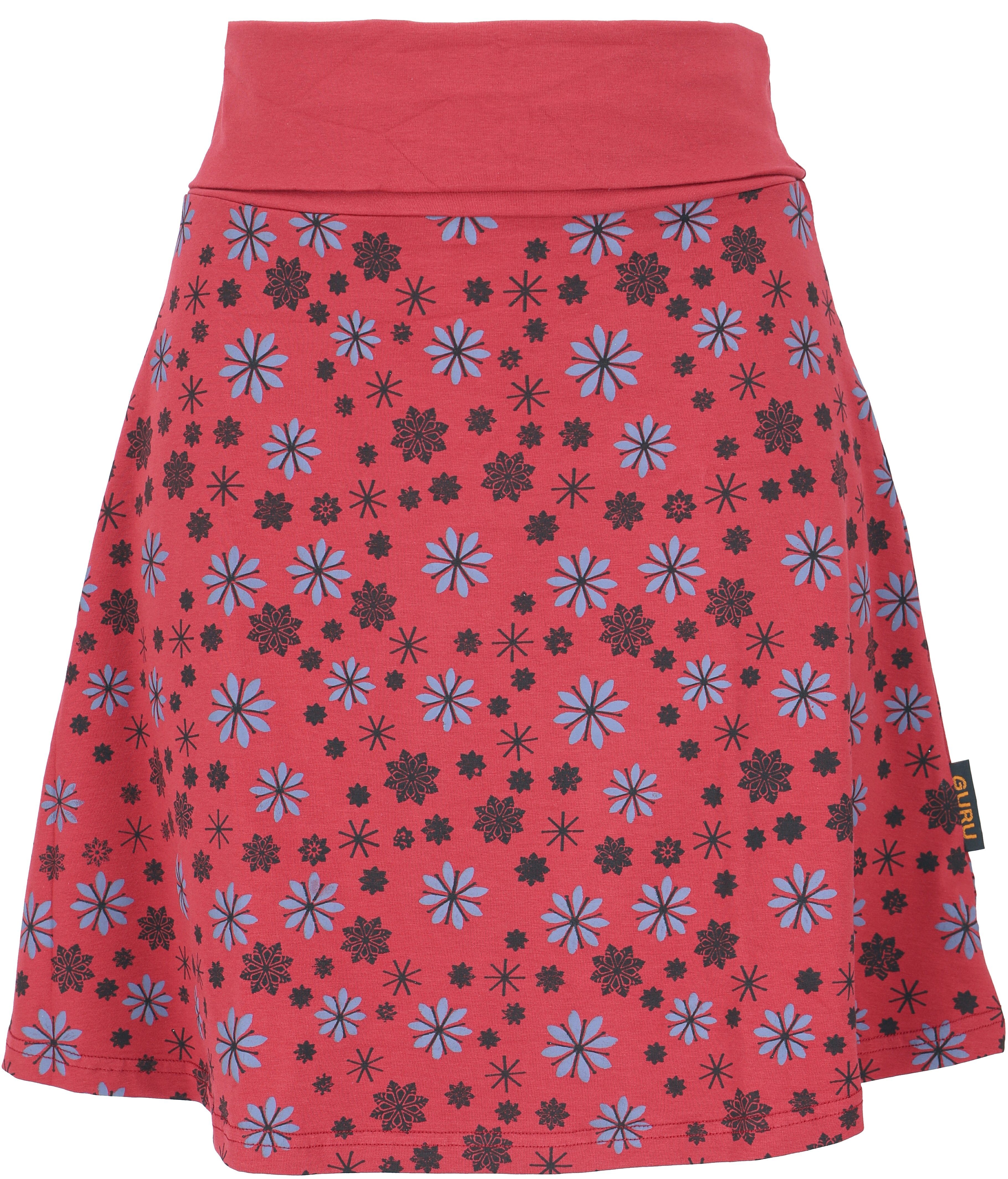 Guru-Shop Minirock Minirock aus Bio-Baumwolle, Boho Tellerrock,.. alternative Bekleidung rot