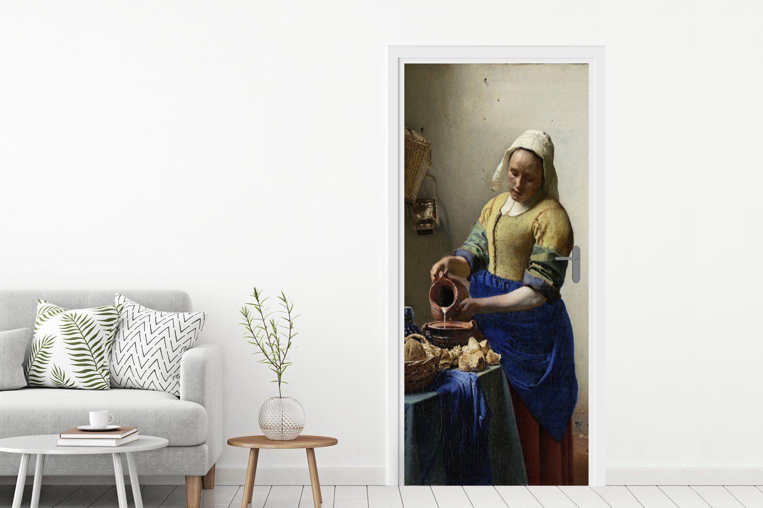 MuchoWow Türtapete Das Milchmädchen St), - Türaufkleber, Matt, (1 Johannes Fototapete 75x205 cm Vermeer, für bedruckt, Tür