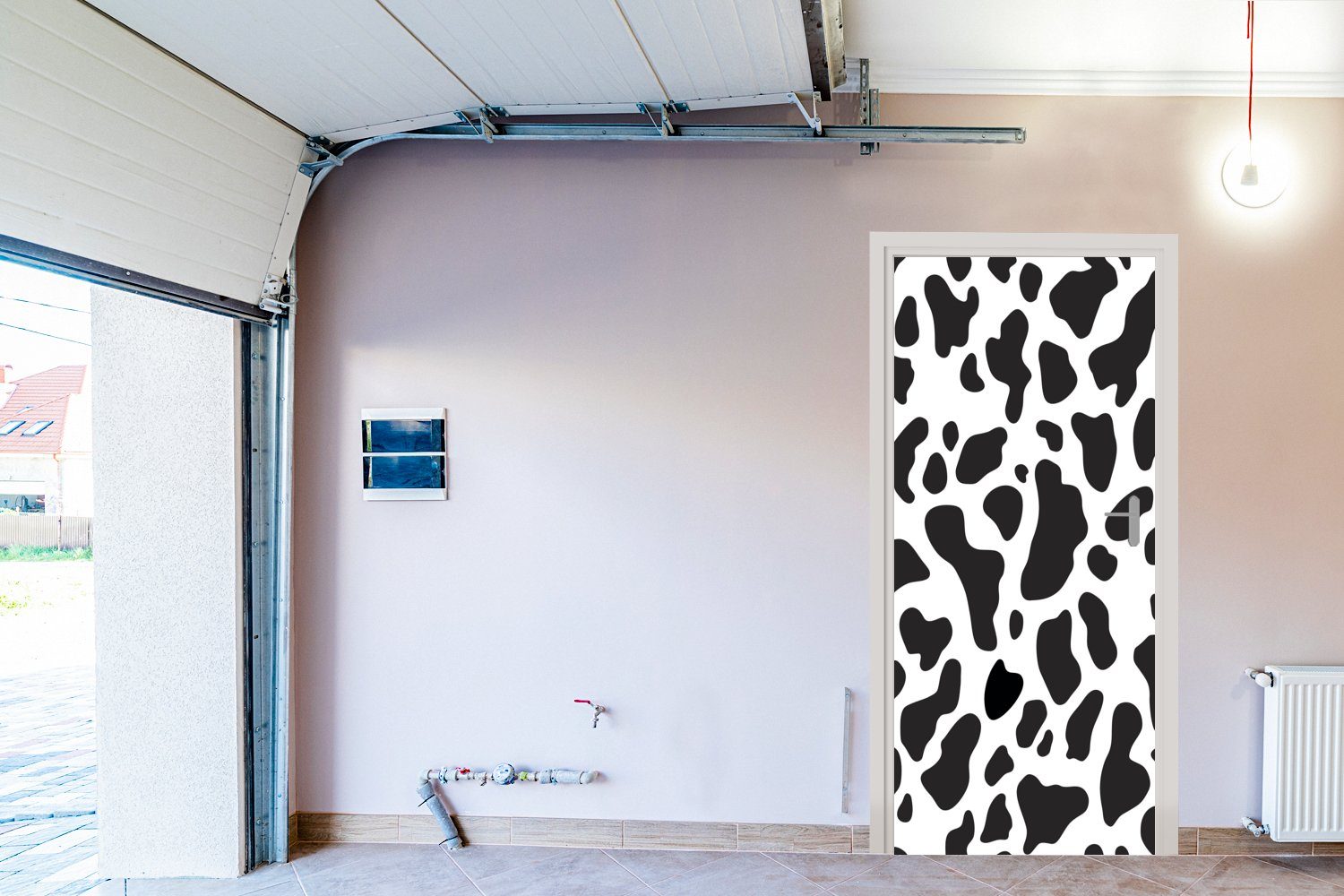 cm Illustration Tür, Türaufkleber, 75x205 Eine Kuh, St), Türtapete Fleckenmusters einer (1 für MuchoWow Matt, bedruckt, des Fototapete