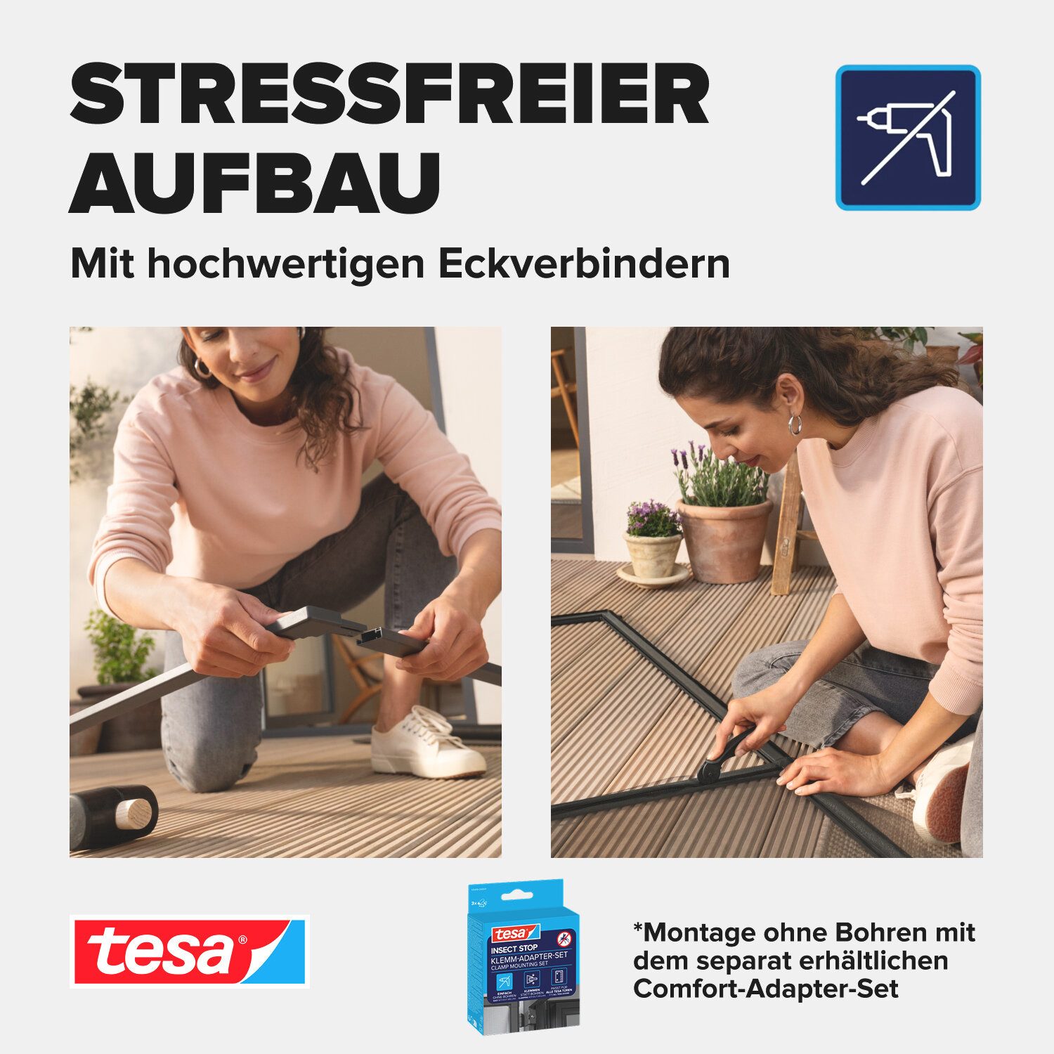 tesa Insektenschutz-Tür, (Komplett-Set, 1-St., INSECT STOP Fliegengitter Tür - 100 cm x 220 cm, Weiß), Insektengitter mit Aluminium-Rahmen - Tür Insektenschutz – Bild 5 von 5