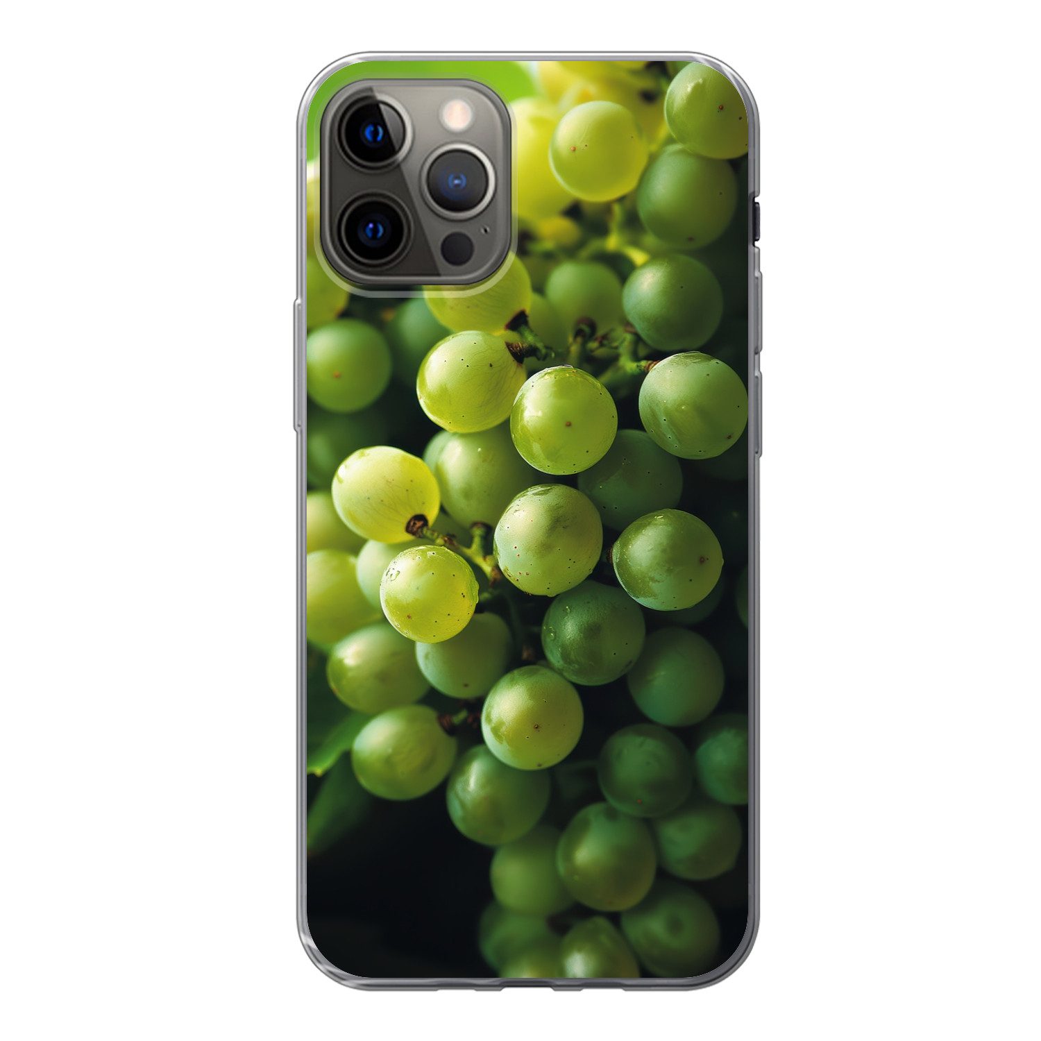 MuchoWow Handyhülle für Apple iPhone 12 Pro Weintrauben - Traube - Grün, Smartphone-Bumper, Print, Handy Schutzhülle Dünn