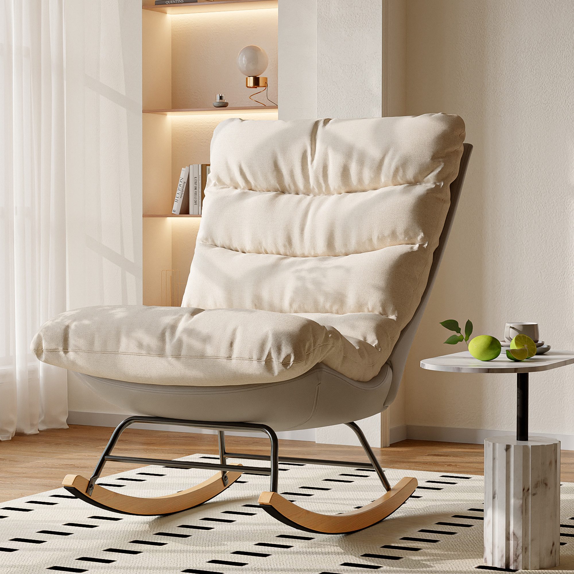 FUROKOY Schaukelstuhl Schaukelstuhl Stillsessel Relaxsessel mit hoher Rücke günstig online kaufen