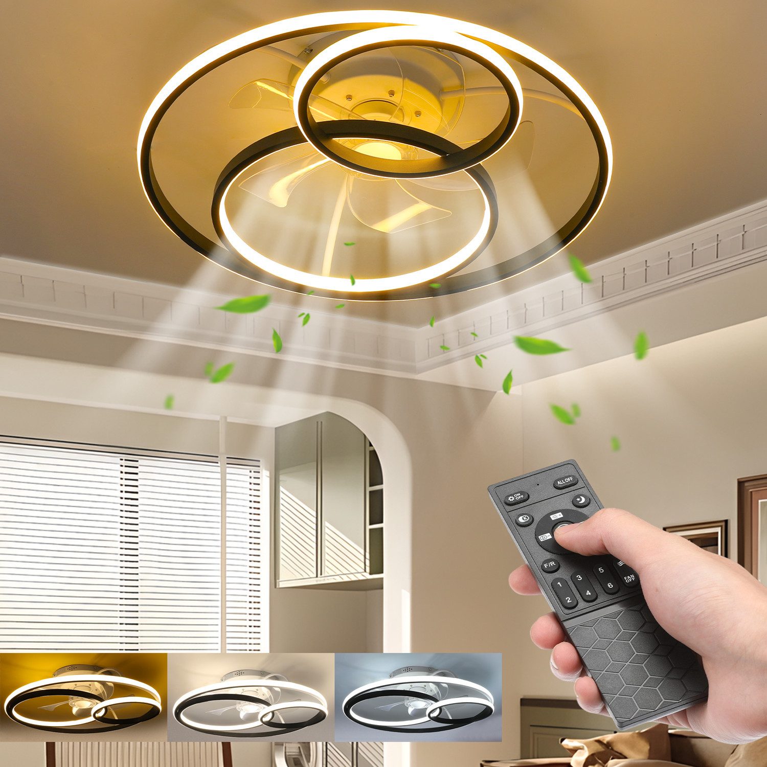 oyajia Deckenleuchte 50W Leise Deckenventilator 6 günstig online kaufen