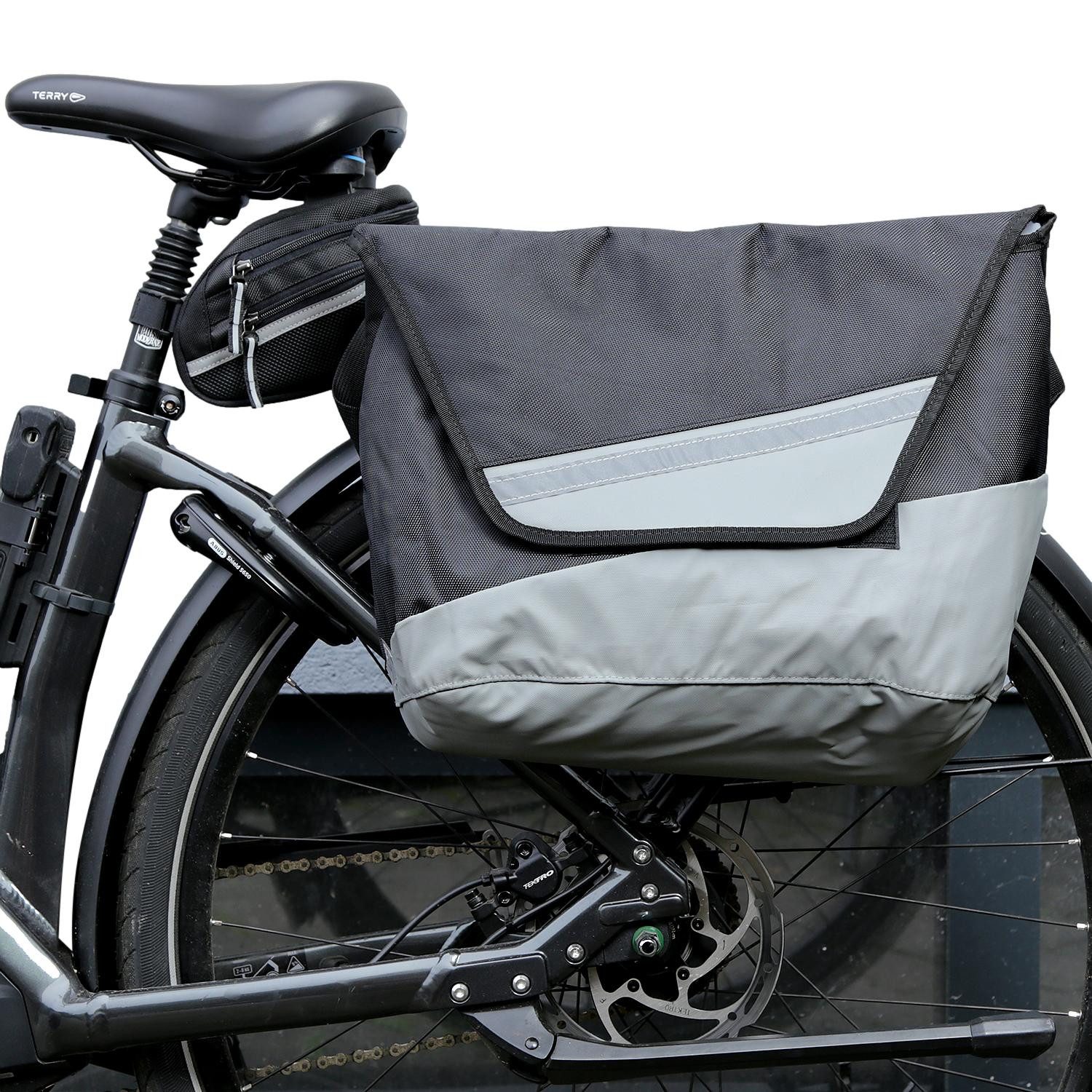 Diedrich Filmer GmbH Fahrradtasche Business Gepäckträger-Tasche + Notebook-Fach Grau, Seiten-Tasche Bike Case wasserabweisend Fahrrad-Tasche auch für E-Bike