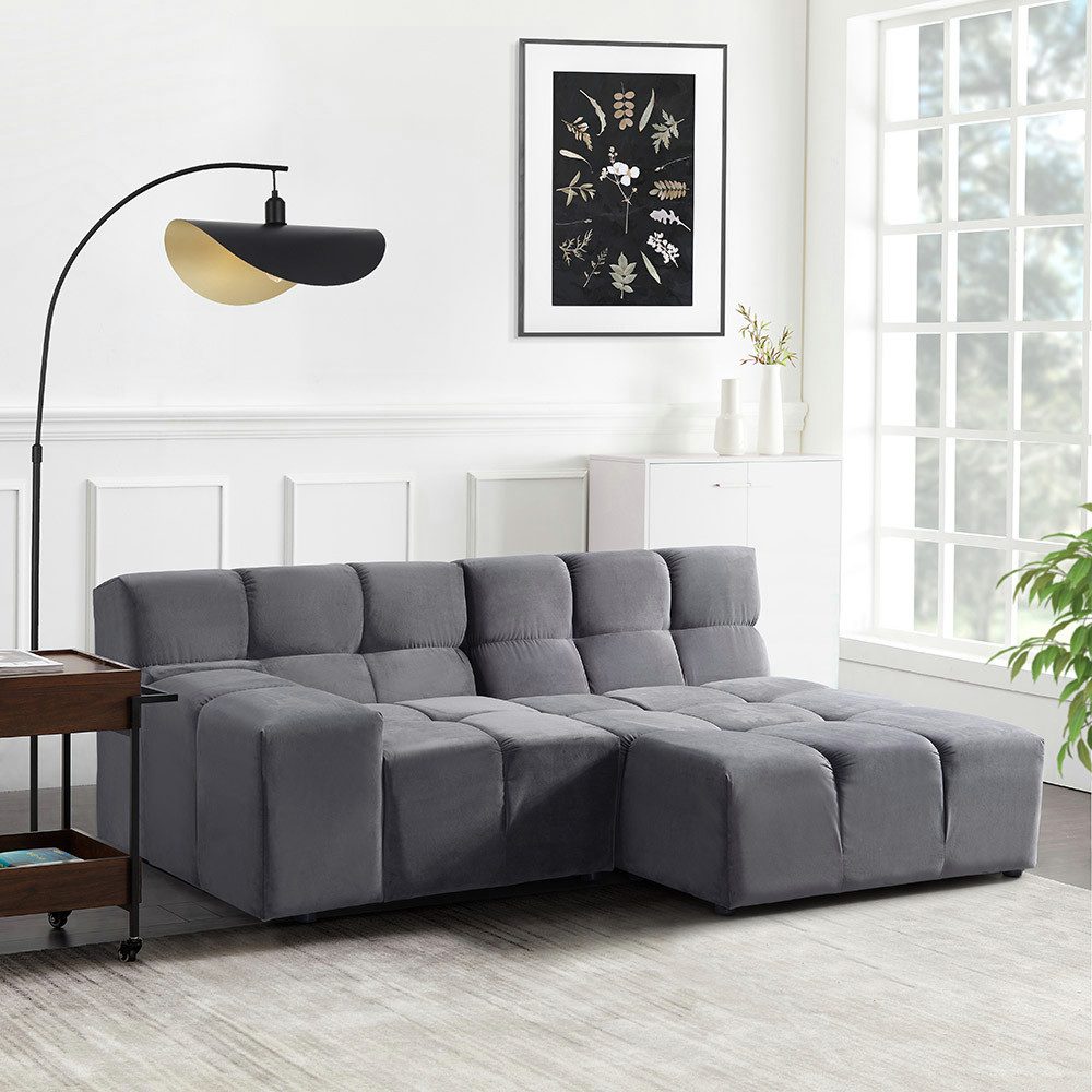 HOME DELUXE Sofa Modulares Sofa ORLENA - L, Rechts Anthrazit, Ecksofa, Samtstoff, Samtsofa, Modulsofa