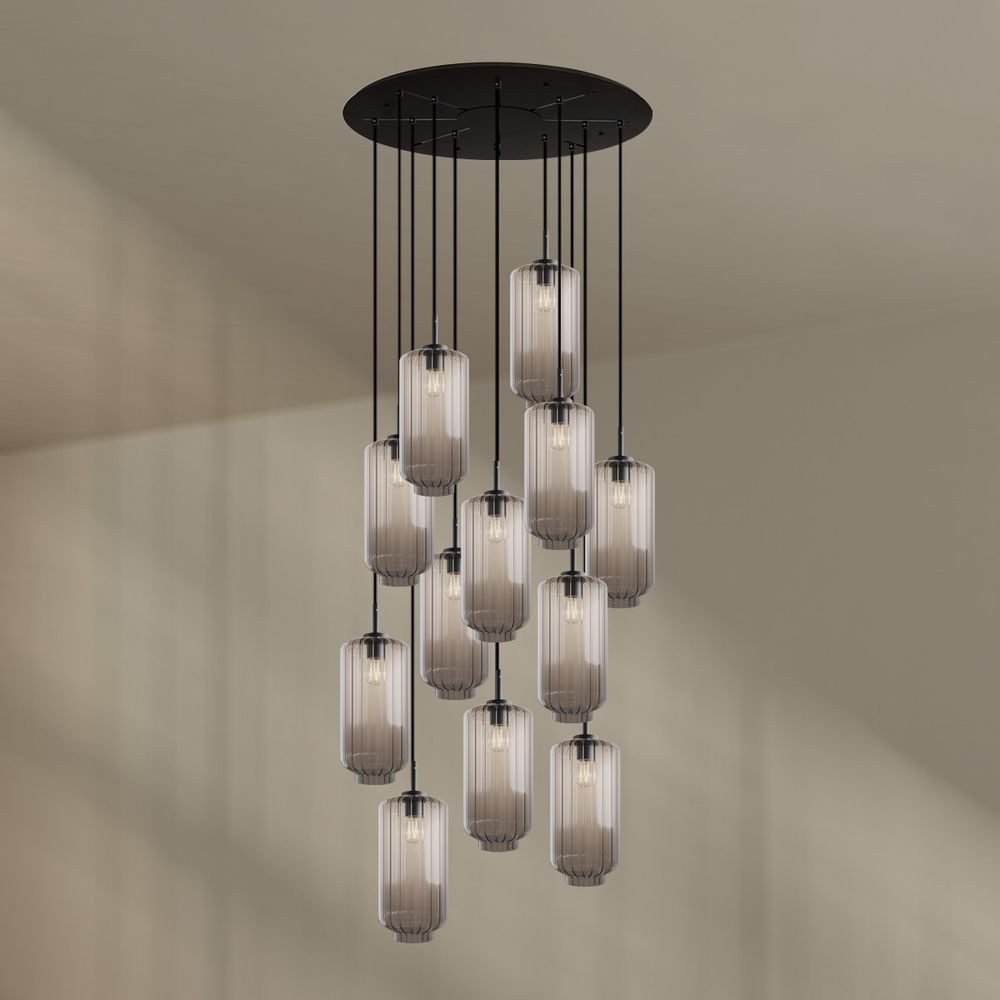 s.luce Pendelleuchte Velo Galerieleuchte 12-flg Ø 80cm Baldachin Ø 18cm Klar