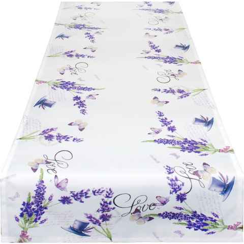 Delindo Lifestyle Tischläufer Lavendel ZWEIGE (1-tlg), Strukturgewebe, bedruckt
