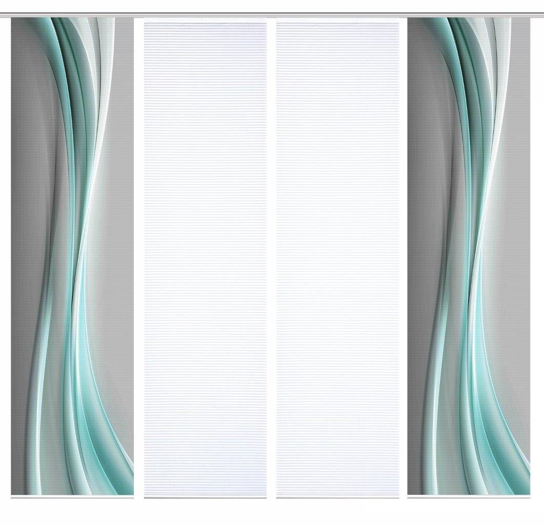 HOME WOHNIDEEN Schiebegardine 84070 ELANIA Schiebegardine aus recyceltem Polyester, halbtransparent (4 St), Paneelwagen, transparent, Polyester