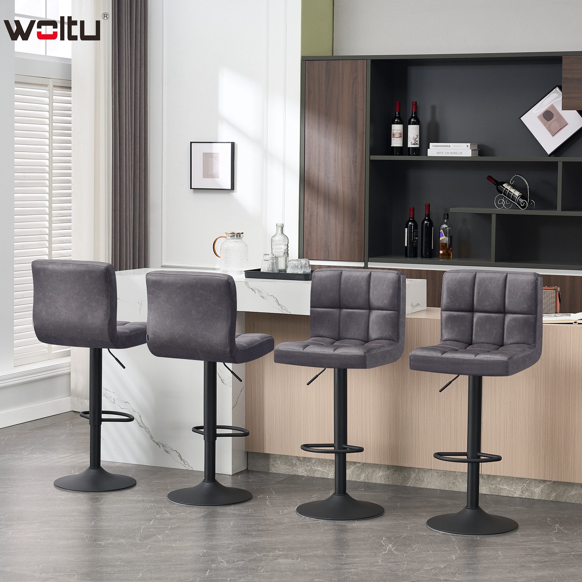 Woltu Barhocker (1 St), Kunstleder Antiklederoptik höhenverstellbar drehbar günstig online kaufen