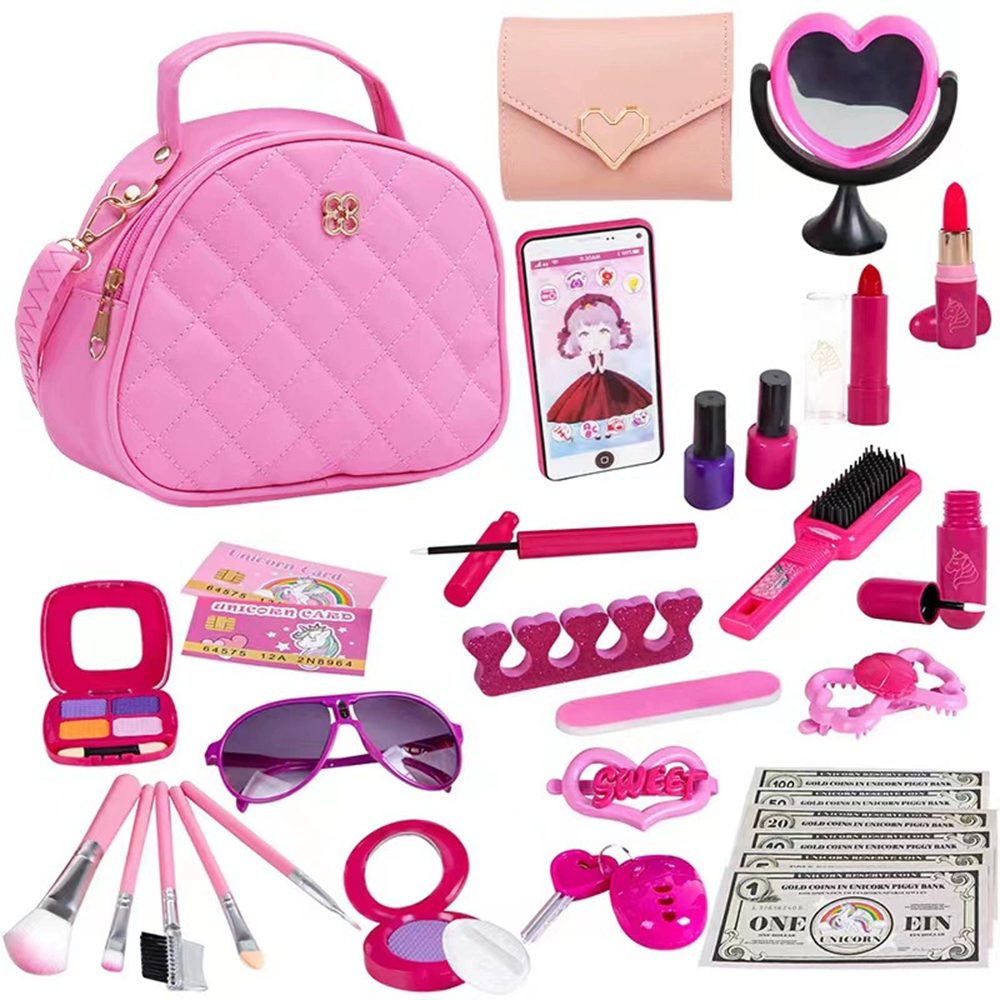 CLTYQ Kreativset Kinder Handtasche, Prinzessinnen Tasche mit Spielzeug Schminke, Weihnachten Geburtstagsgeschenk Mädchen 3 4 5 6 7 8 Jahre