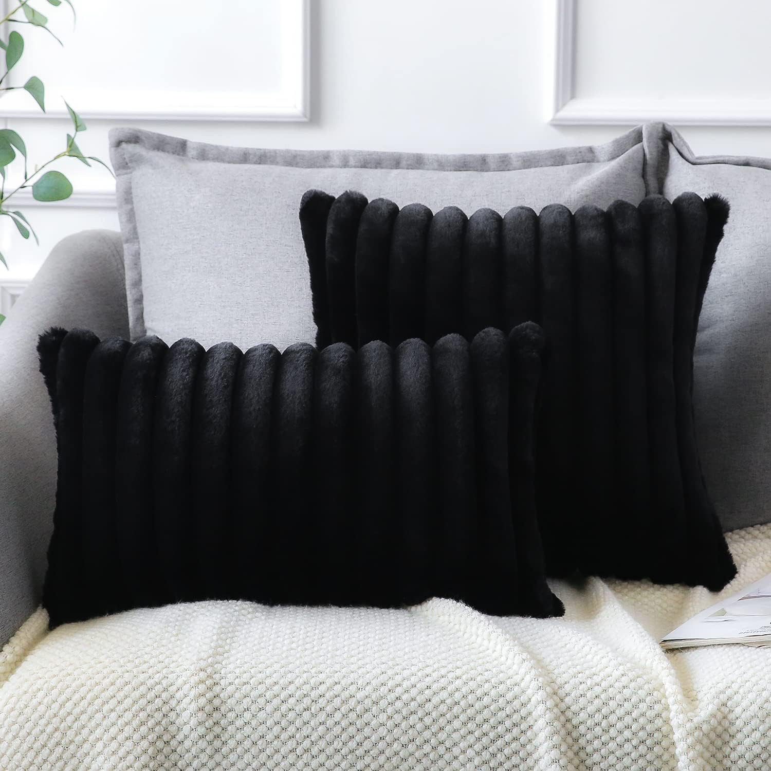 MODFU Kissenbezüge 2er Set Kissenbezug Kissenhülle Kopfkissenbezug Kissen Bezug Weich, (2 Stück), 45x45cm Sofakissen Couchkissen Bezug Sofa Schlafzimmer Reißverschluss
